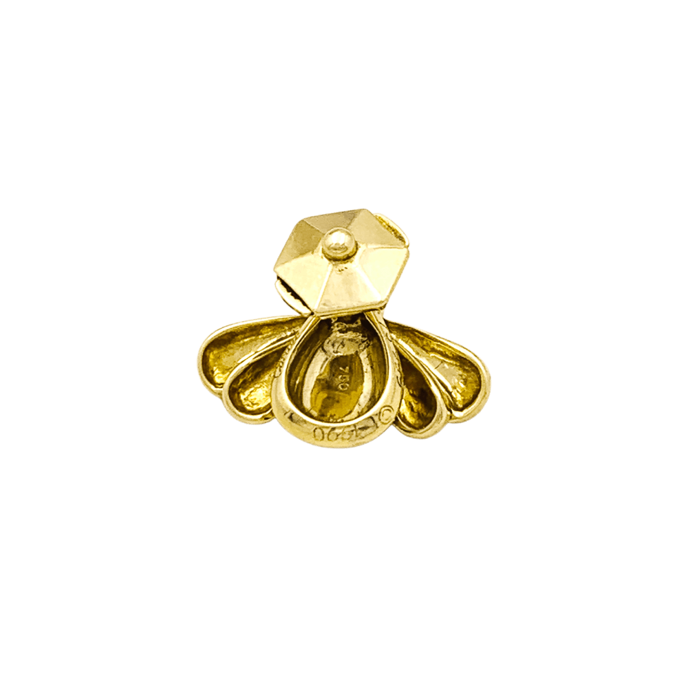 Épingle CARTIER en or jaune, émail et rubis - Castafiore