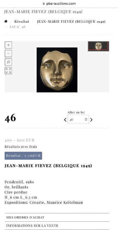 Epingle en or jaune 18k par Jean - marie Fievez ( 1949 - 2007 ) - Castafiore
