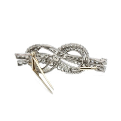Épingle noeud en or gris et platine avec diamants - Castafiore