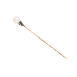 Epingle or jaune perle fine diamants - Castafiore