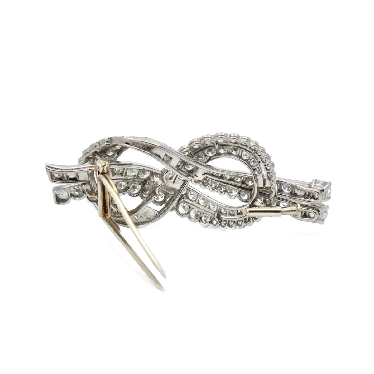 Épingles noeud en or gris et platine et diamant - Castafiore