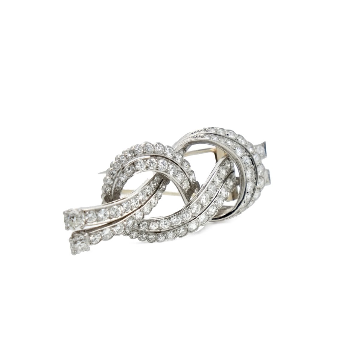 Épingles noeud en or gris et platine et diamant - Castafiore