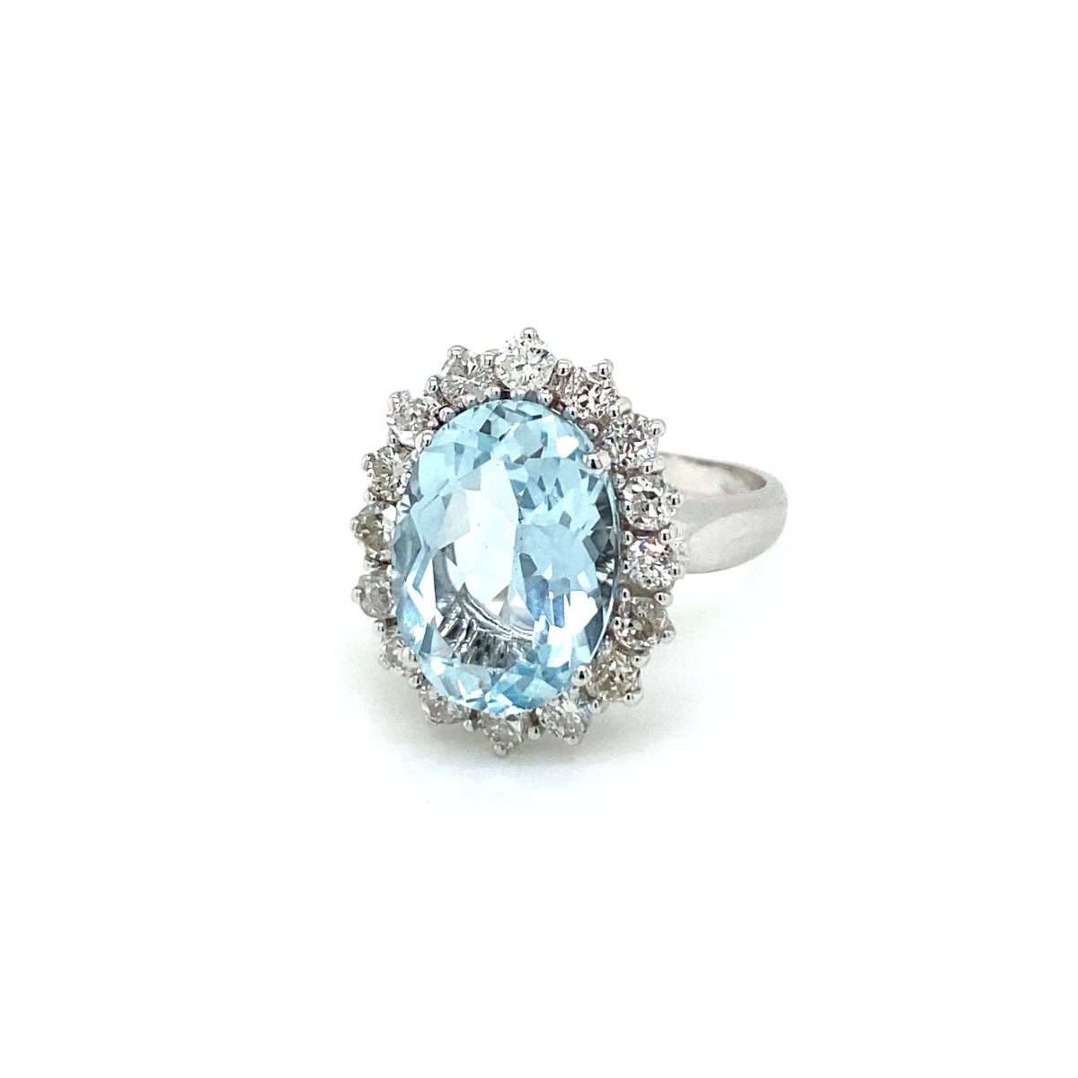 Estate 5 Carat Aquamarine Diamond Cluster Ring - Castafiore