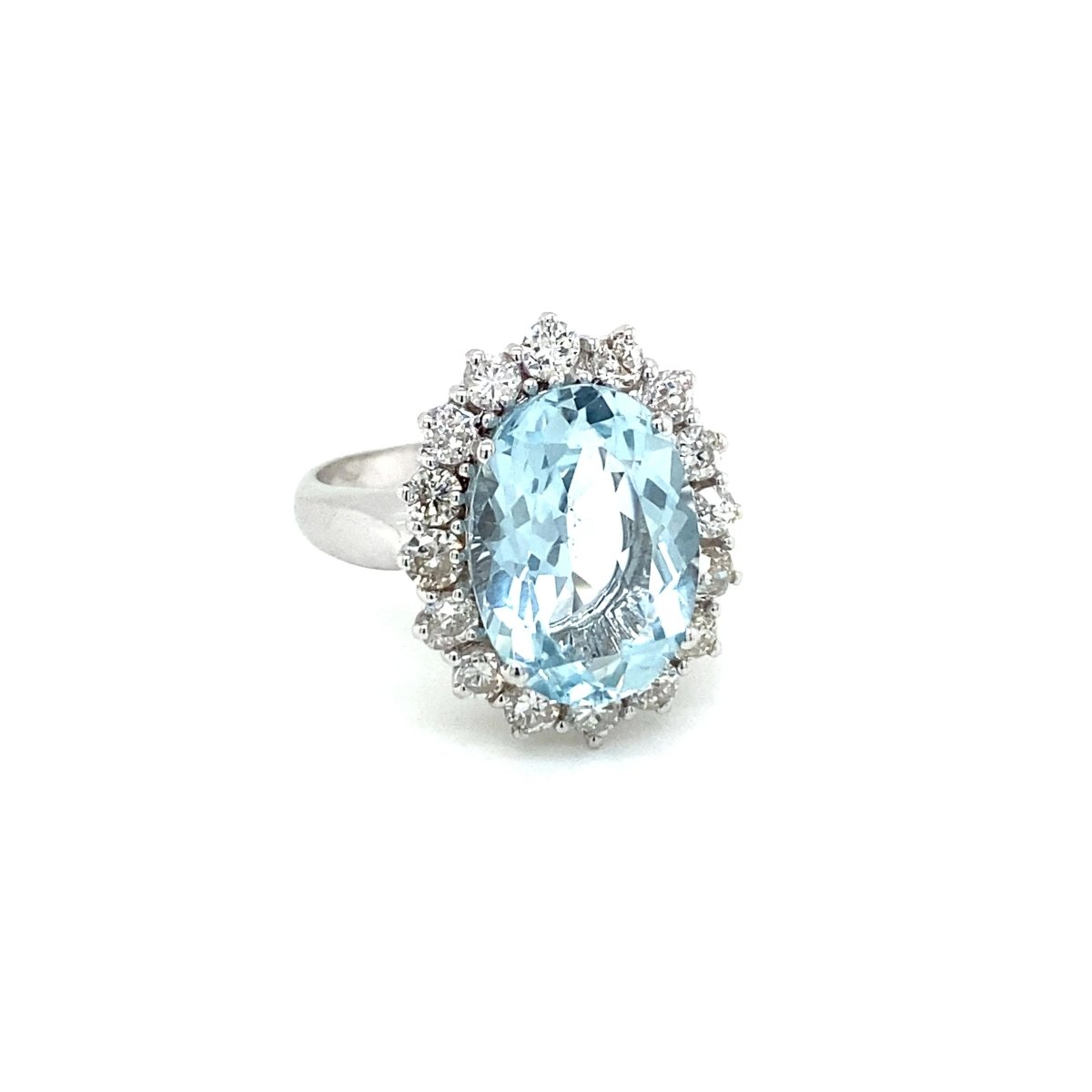 Estate 5 Carat Aquamarine Diamond Cluster Ring - Castafiore