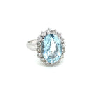 Estate 5 Carat Aquamarine Diamond Cluster Ring - Castafiore