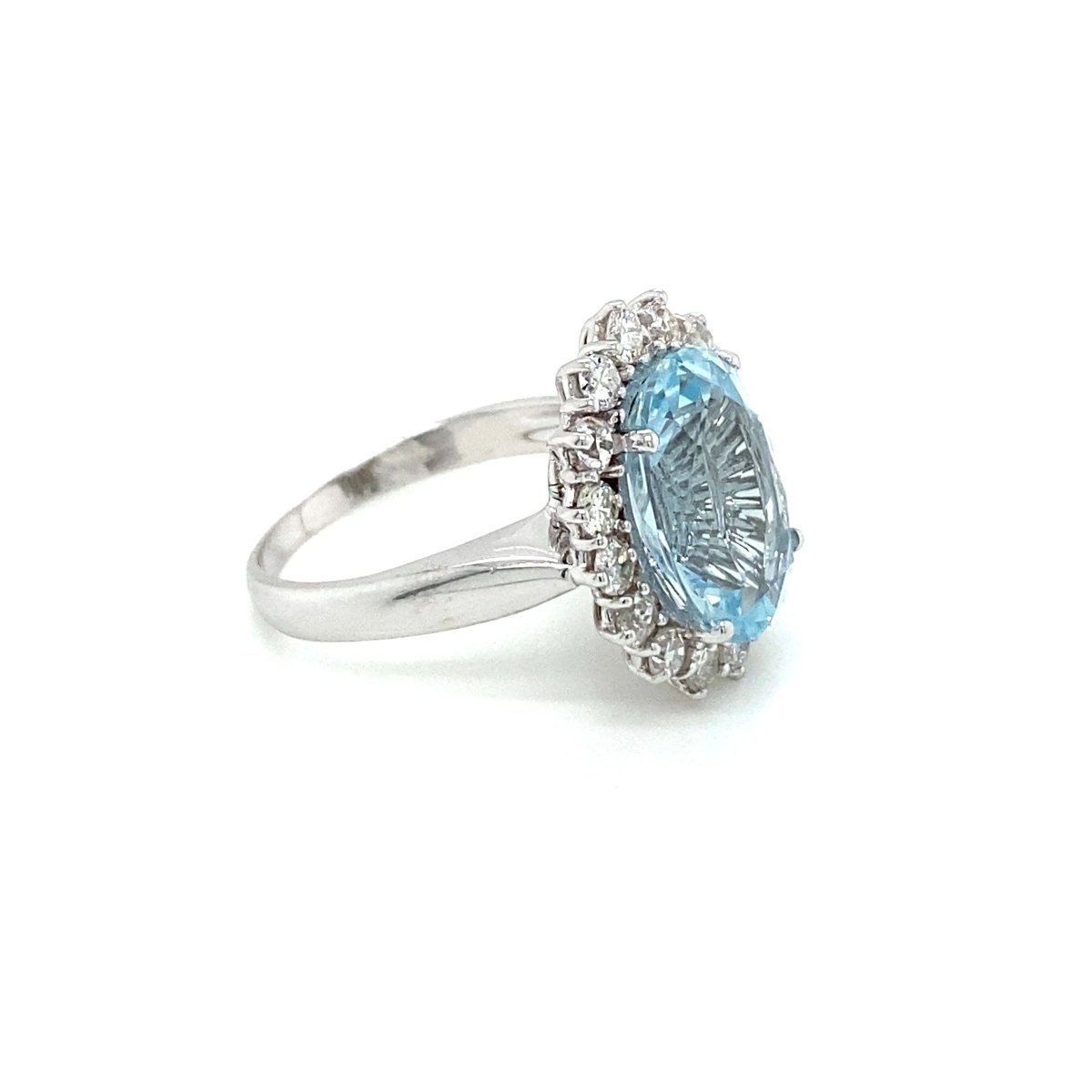 Estate 5 Carat Aquamarine Diamond Cluster Ring - Castafiore