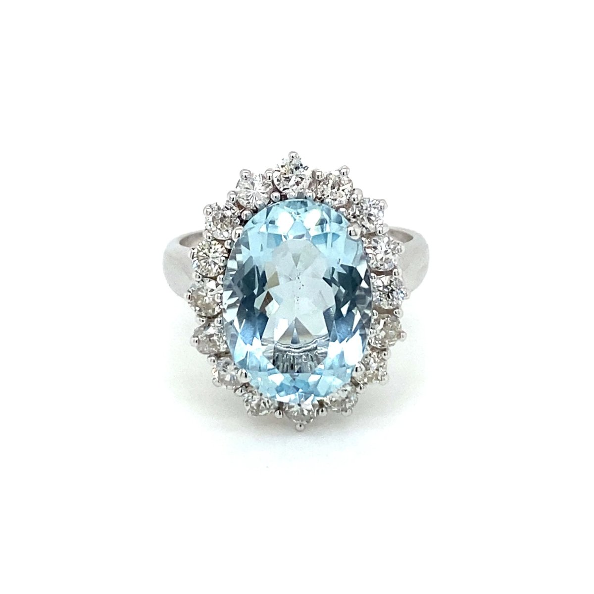 Estate 5 Carat Aquamarine Diamond Cluster Ring - Castafiore