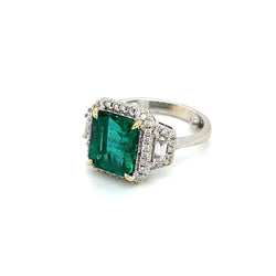 Estate Certified 3,33 Carat Natural Emerald Diamonds Gold Ring - Castafiore