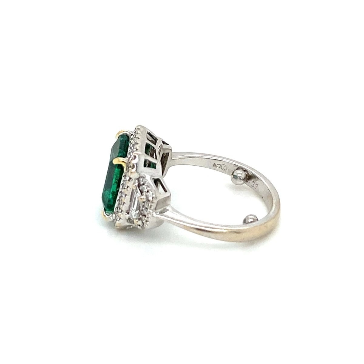 Estate Certified 3,33 Carat Natural Emerald Diamonds Gold Ring - Castafiore
