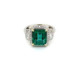 Estate Certified 3,33 Carat Natural Emerald Diamonds Gold Ring - Castafiore