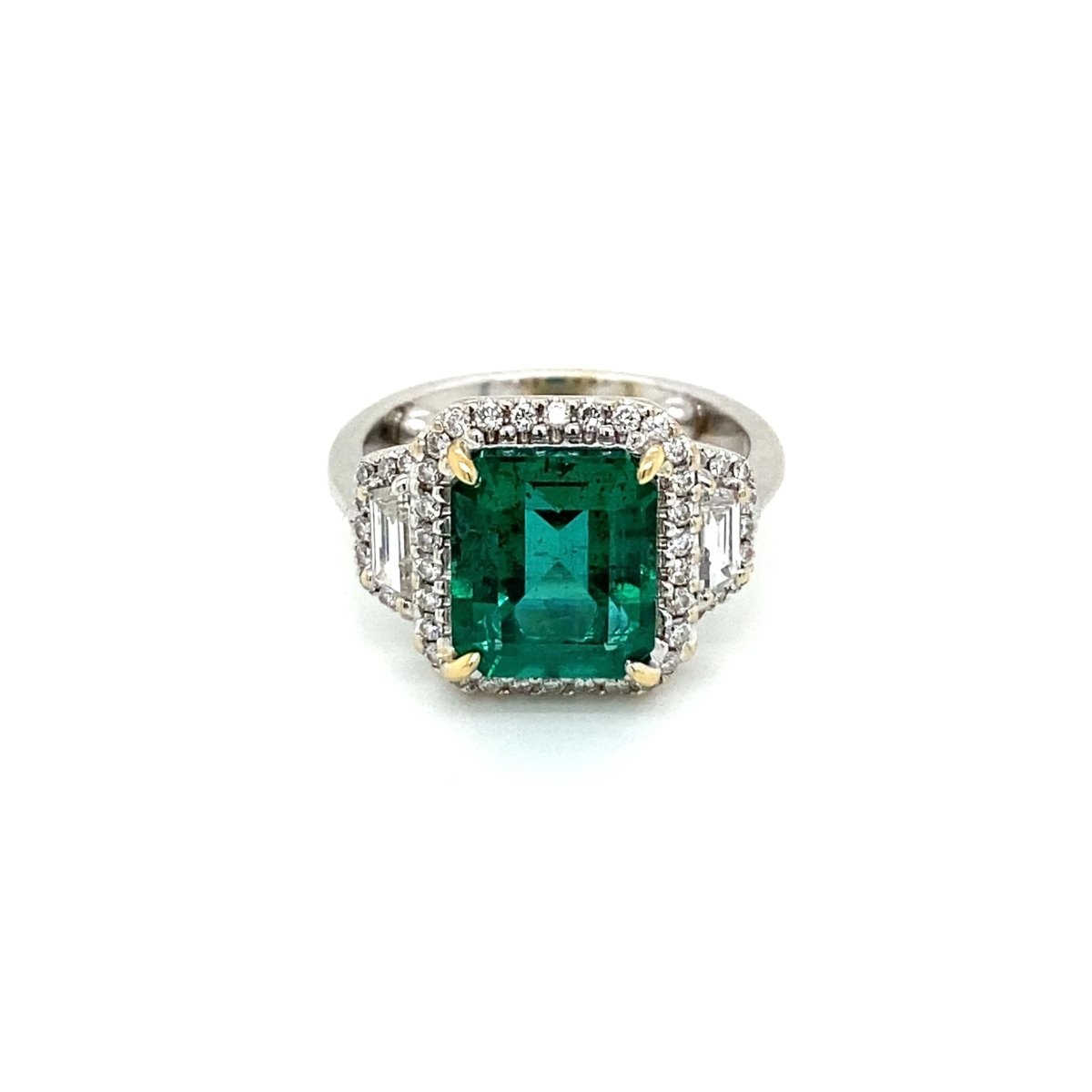 Estate Certified 3,33 Carat Natural Emerald Diamonds Gold Ring - Castafiore
