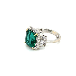 Estate Certified 3,33 Carat Natural Emerald Diamonds Gold Ring - Castafiore