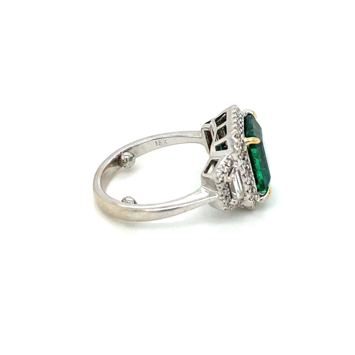Estate Certified 3,33 Carat Natural Emerald Diamonds Gold Ring - Castafiore