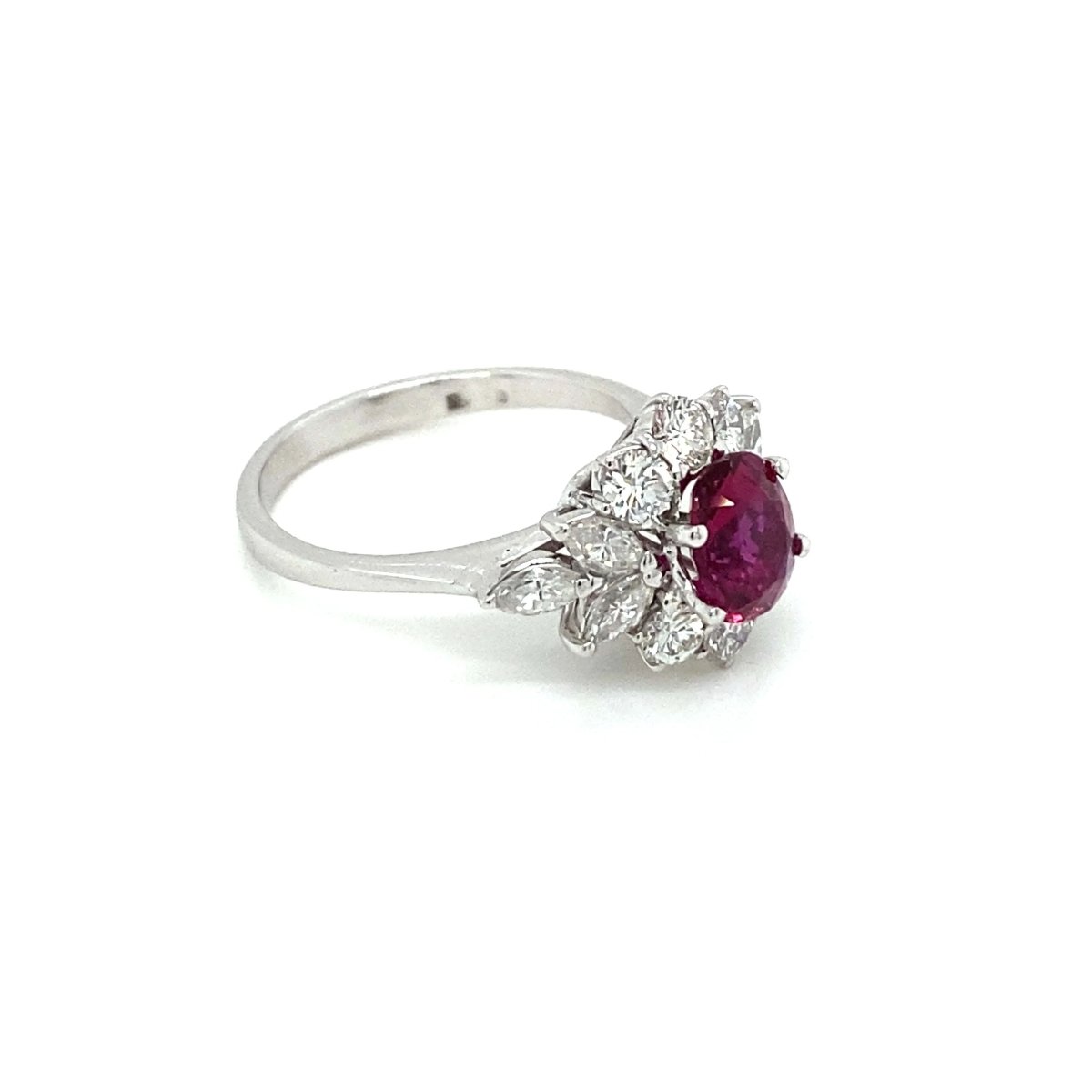 Estate Certified Unheated Ruby Diamond Ring - Castafiore