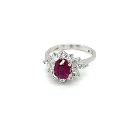 Estate Certified Unheated Ruby Diamond Ring - Castafiore