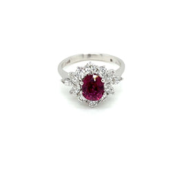 Estate Certified Unheated Ruby Diamond Ring - Castafiore