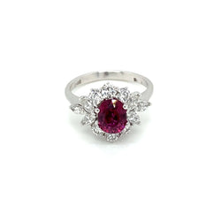 Estate Certified Unheated Ruby Diamond Ring - Castafiore