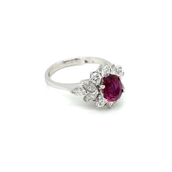 Estate Certified Unheated Ruby Diamond Ring - Castafiore