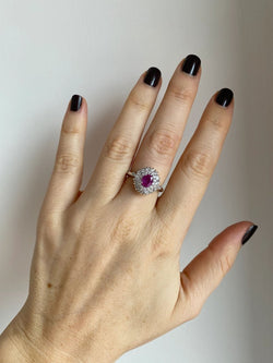 Estate Italian Ruby Diamond Engagement Ring - Castafiore