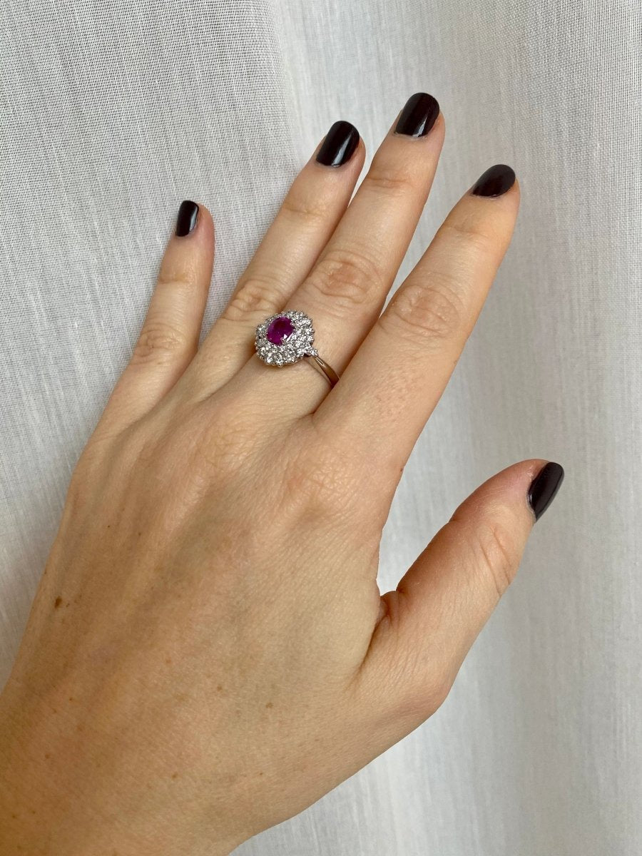 Estate Italian Ruby Diamond Engagement Ring - Castafiore