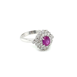 Estate Italian Ruby Diamond Engagement Ring - Castafiore