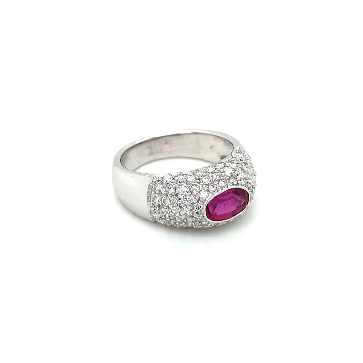 Estate Ruby Diamond Pavé Gold Band Ring - Castafiore