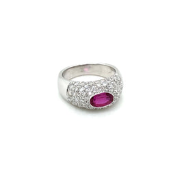 Estate Ruby Diamond Pavé Gold Band Ring - Castafiore