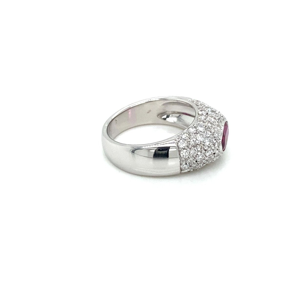 Estate Ruby Diamond Pavé Gold Band Ring - Castafiore