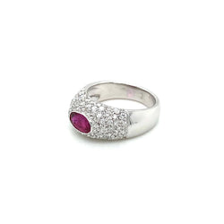 Estate Ruby Diamond Pavé Gold Band Ring - Castafiore