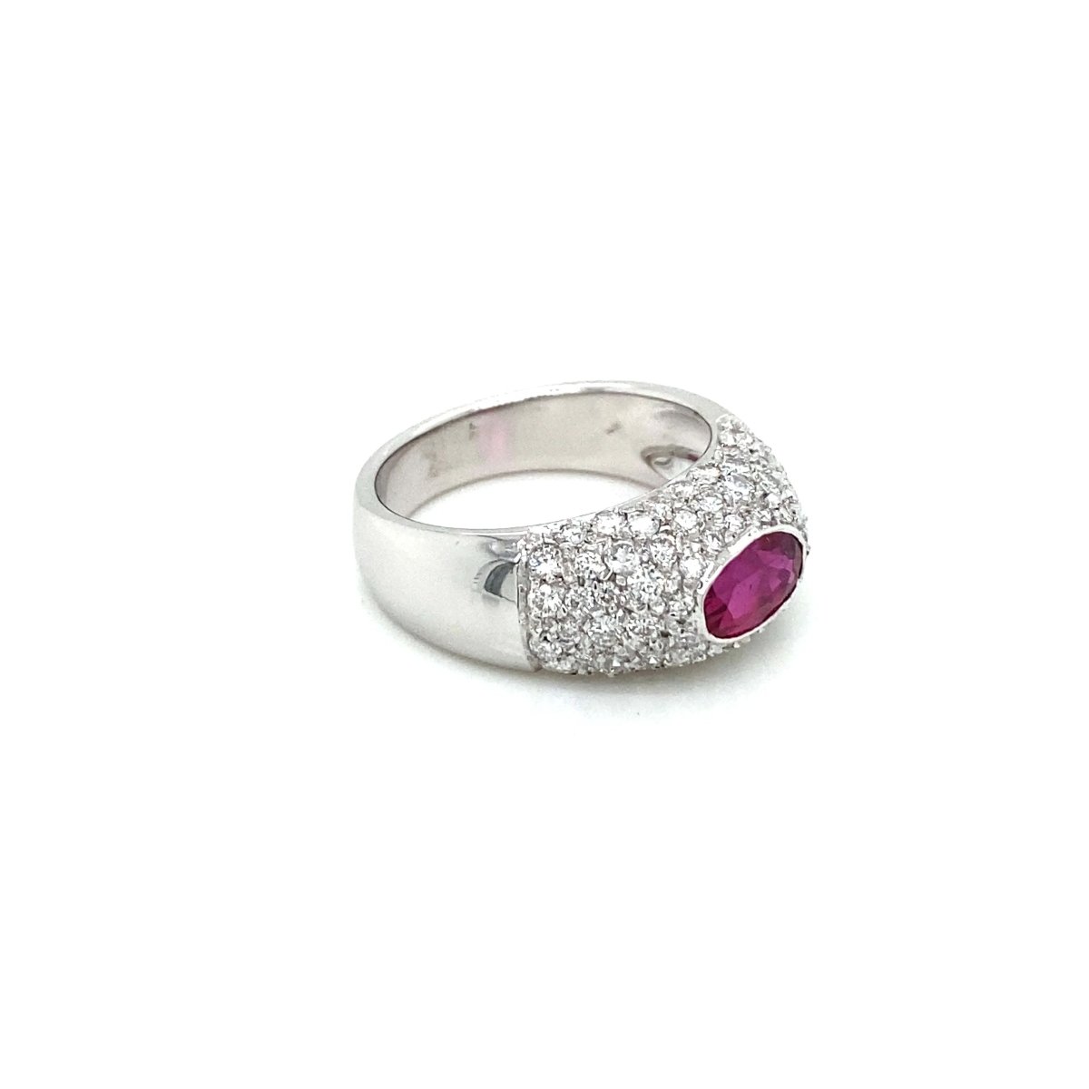 Estate Ruby Diamond Pavé Gold Band Ring - Castafiore