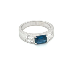 Estate Sapphire Diamond Gold Band Ring - Castafiore