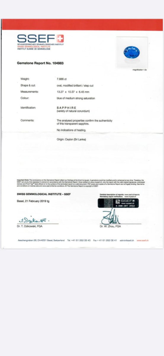 Estate SSEF Certified 7.88 Carat Unheated Sapphire 5 Ct Certified Diamonds Ring - Castafiore