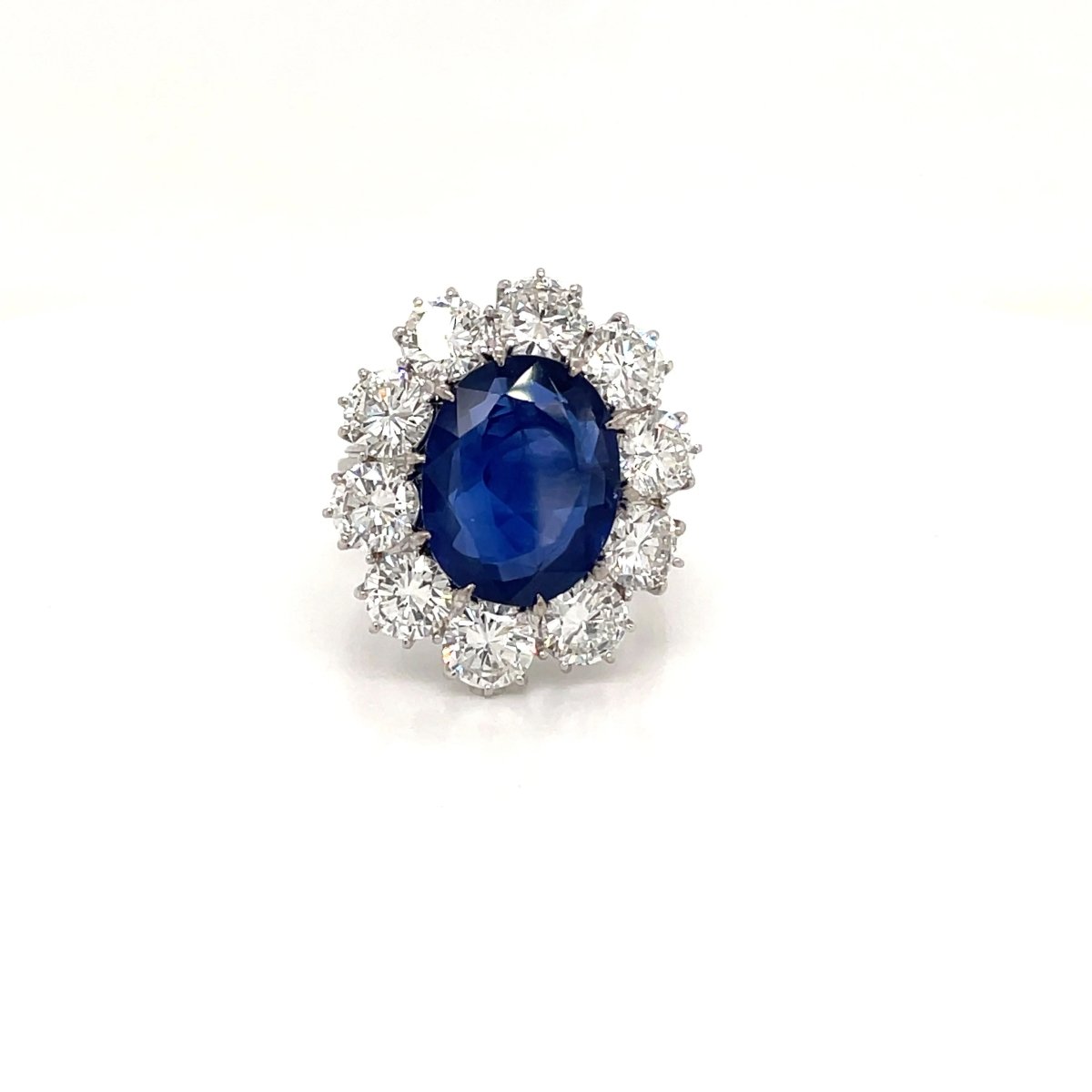 Estate SSEF Certified 8 Carat Unheated Burma Sapphire 5 Ct Diamonds Ring - Castafiore