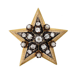 Etoile ancienne diamants perle fines broche pendentif - Castafiore