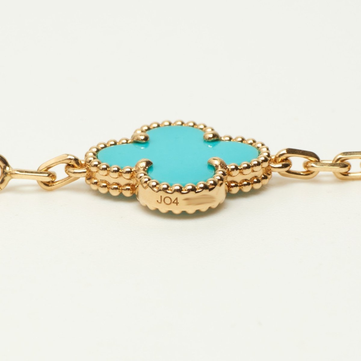 EXTRA RARE Bracelet Van Cleef & Arpels Vintage Alhambra 5 motifs turquoise et diamants - Castafiore