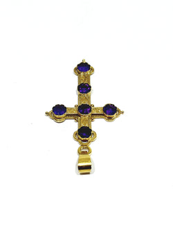 Croix en or et améthyste