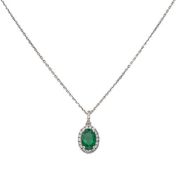 Collier Pendentif Or blanc Emeraude