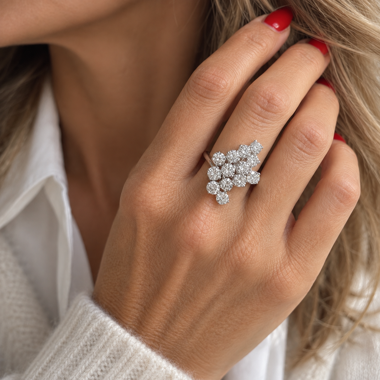 Bague Cocktail en platine et diamants