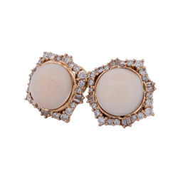 Boucles d'oreilles Clips en or jaune, corail et diamants