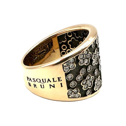 Bague Bandeau PASQUALE BRUNI "Ricami" en or rose, or noir et diamants