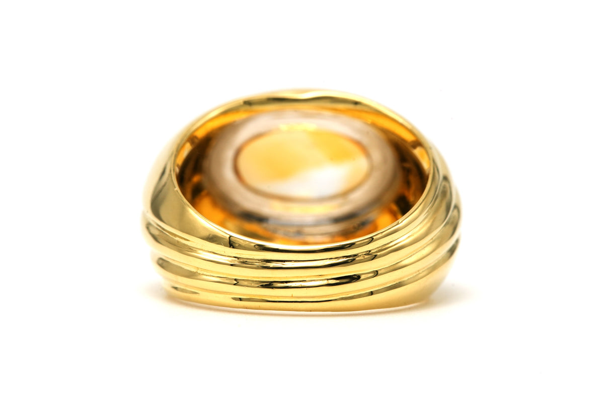 Bague Jonc en or blanc, or jaune et citrine