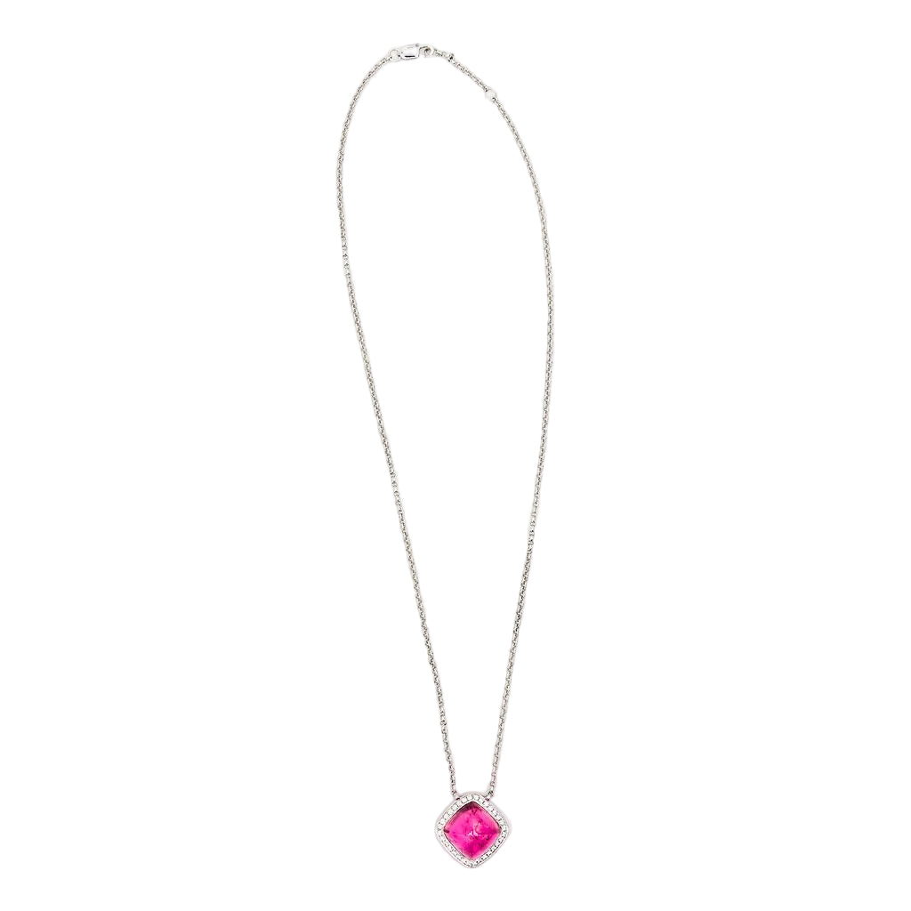 Collier Pendentif FRED "Pain de sucre" en or blanc, tourmaline et diamants