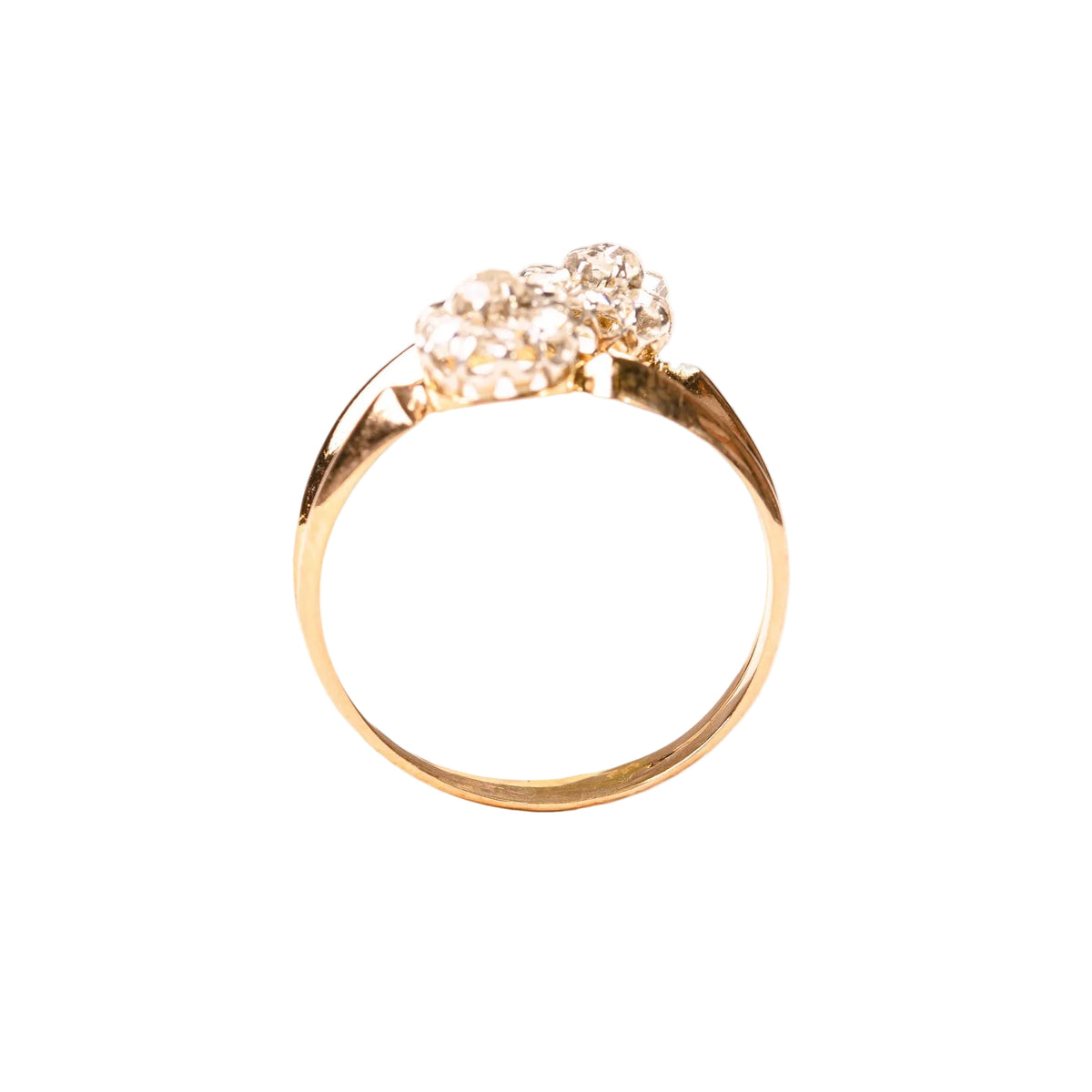 Bague Toi & Moi en or rose, platine et diamants