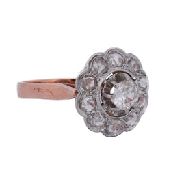 Bague Marguerite en or rose, platine et diamants