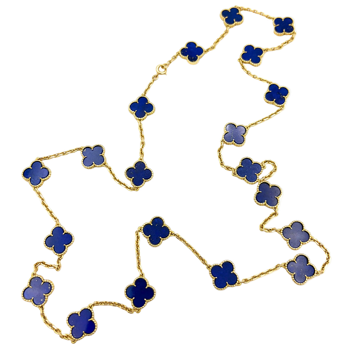 Collier Sautoir VAN CLEEF & ARPELS "Vintage Alhambra" en or jaune et lapis-lazuli