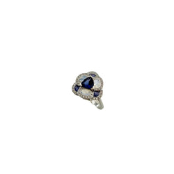 Bague Entourage ISABELLE LANGLOIS "Flora Pensée" en or blanc, pierres de lune, iolites et diamants