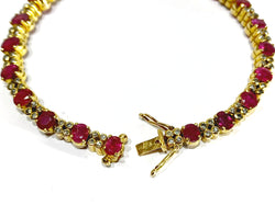 Bracelet Ligne en or jaune, rubis et diamants