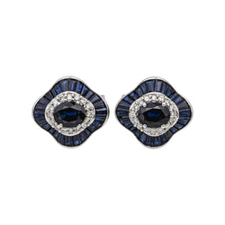 Boucles d'oreilles Or blanc saphir