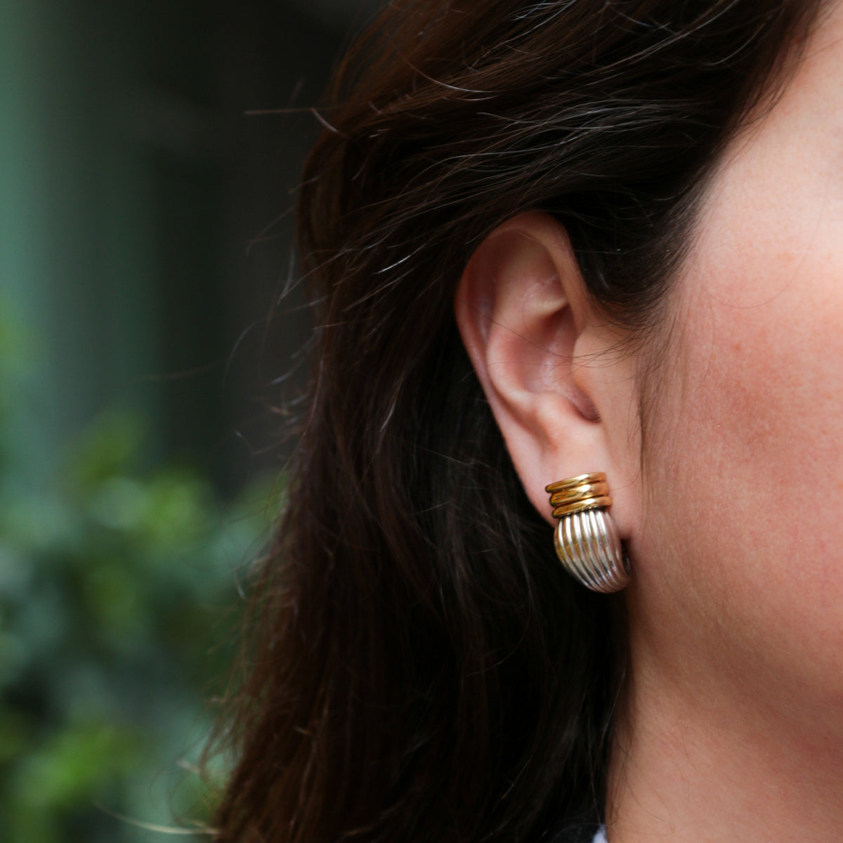 Boucles d'oreilles Clips O.J PERRIN en or jaune et argent