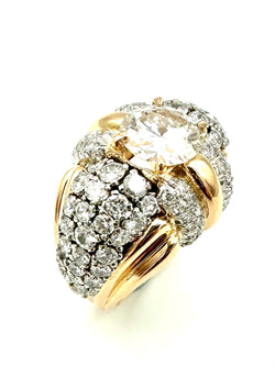 Bague en or, platine et diamants